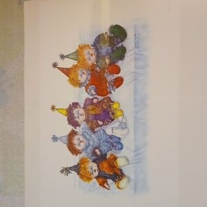 Baby Clowns Colored Pencil #62/500 Signed Print, Artist Cathy J. Sigmon, 1990s